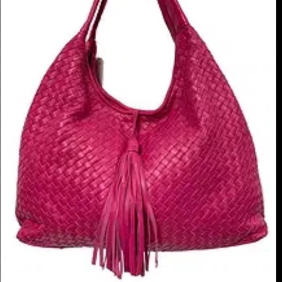 🩷LALO Large Pink Handwoven Napa Leather handbag /Vintage 💚 - Picture 1 of 16